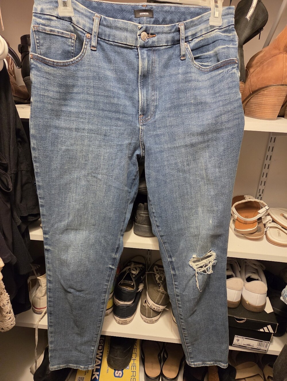 Express High-Rise Light Blue Distressed Women's Jeans